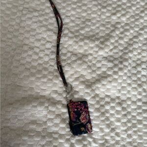 Vera Bradley Black and Pink Floral Phone Lanyard